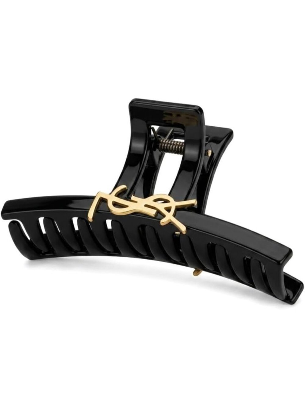 Stylish Large Black Hair Claw Clip with Gold Accent - Strong Hold for All Hair